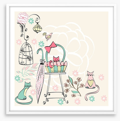 Kittens and flowers