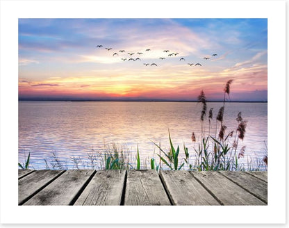Across the sunset lake