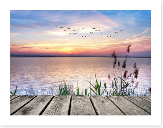 Across the sunset lake