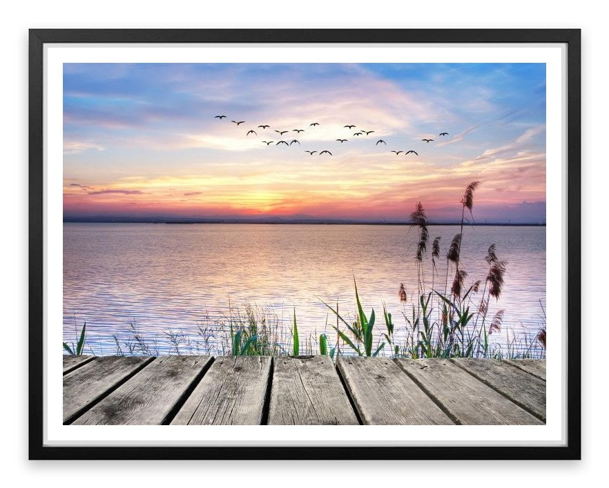 Across the sunset lake