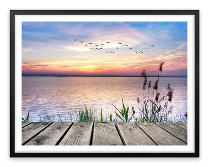 Across the sunset lake
