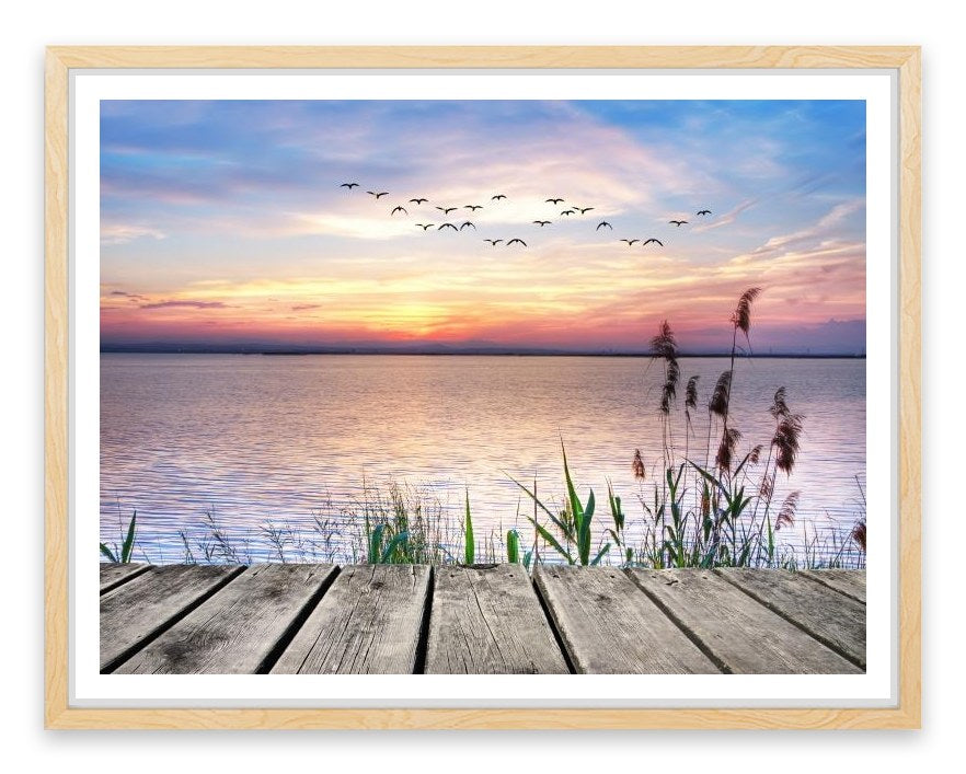 Across the sunset lake