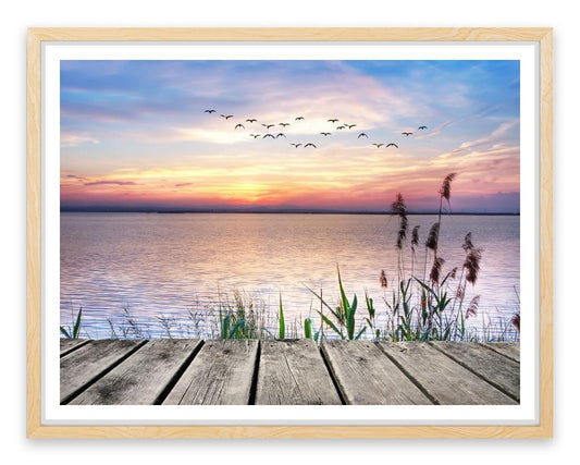 Across the sunset lake