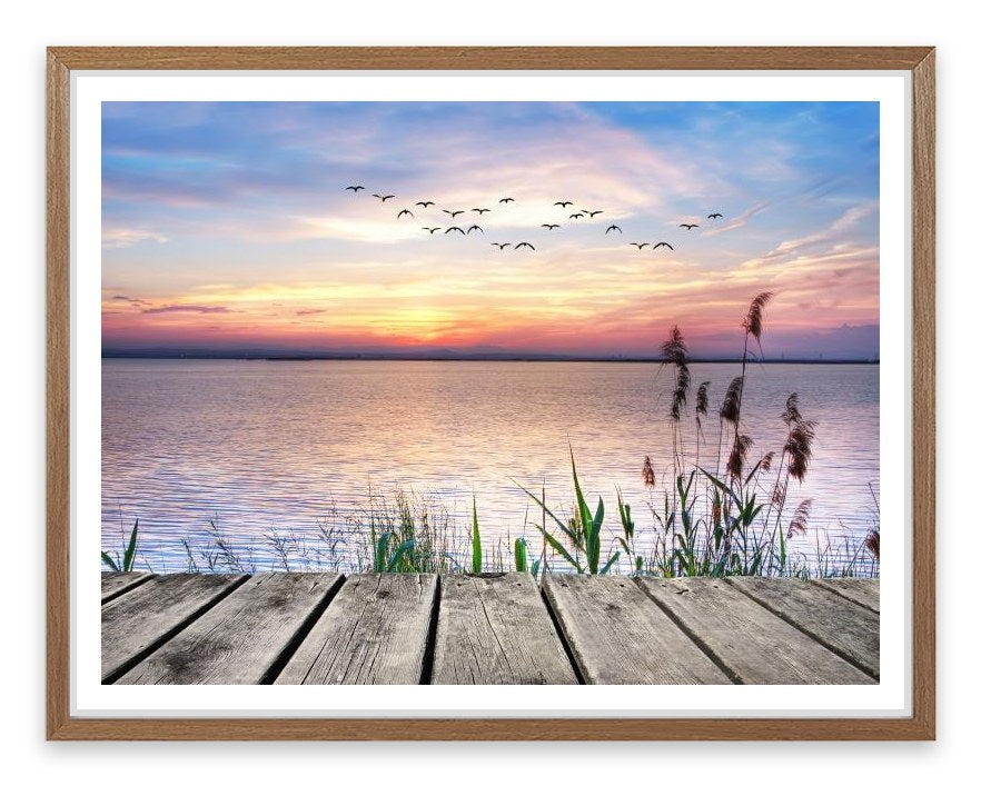Across the sunset lake