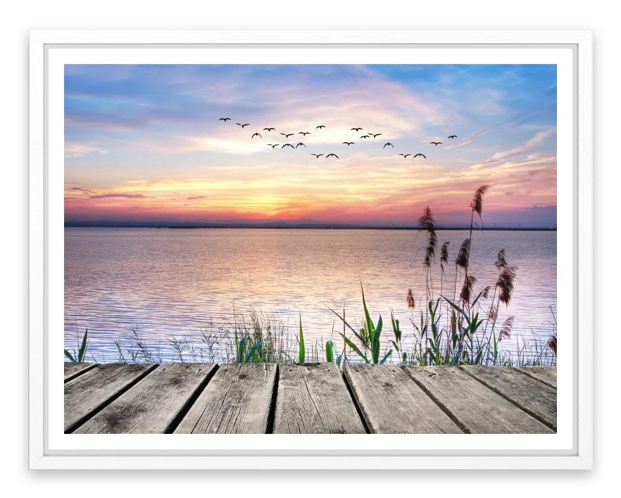 Across the sunset lake