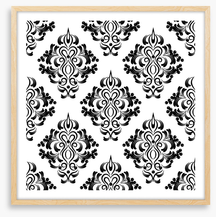 Black and white damask
