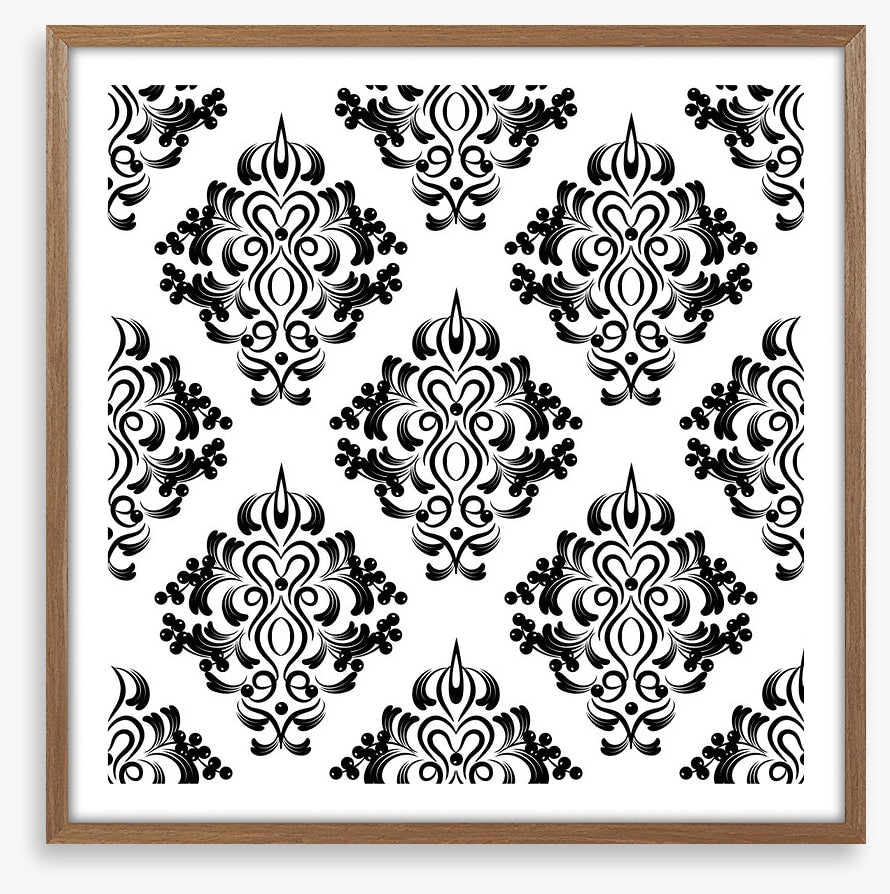 Black and white damask