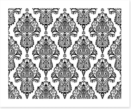 Black and white damask