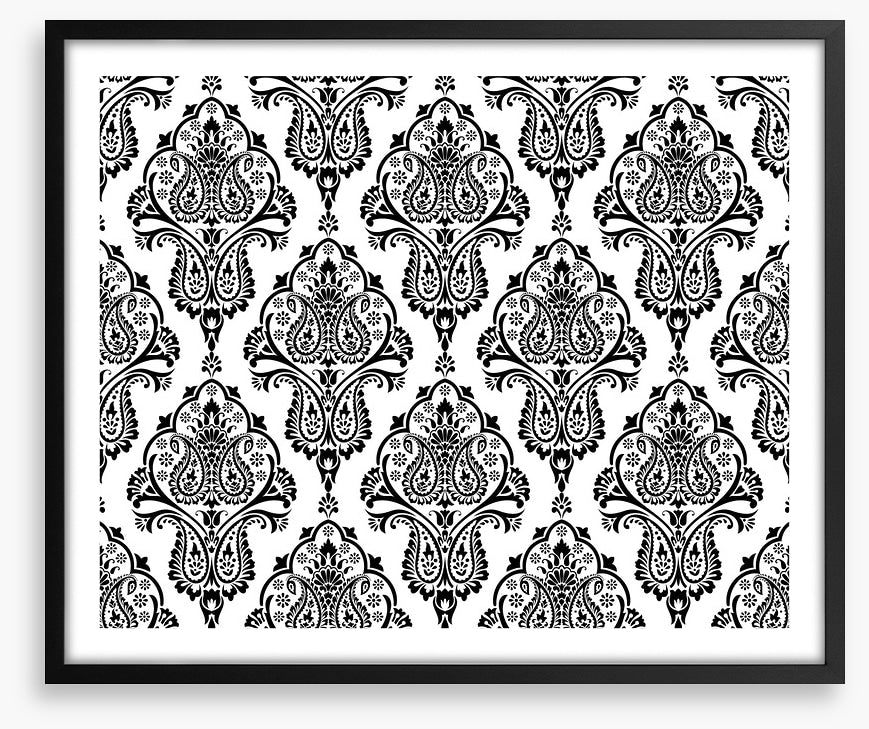 Black and white damask