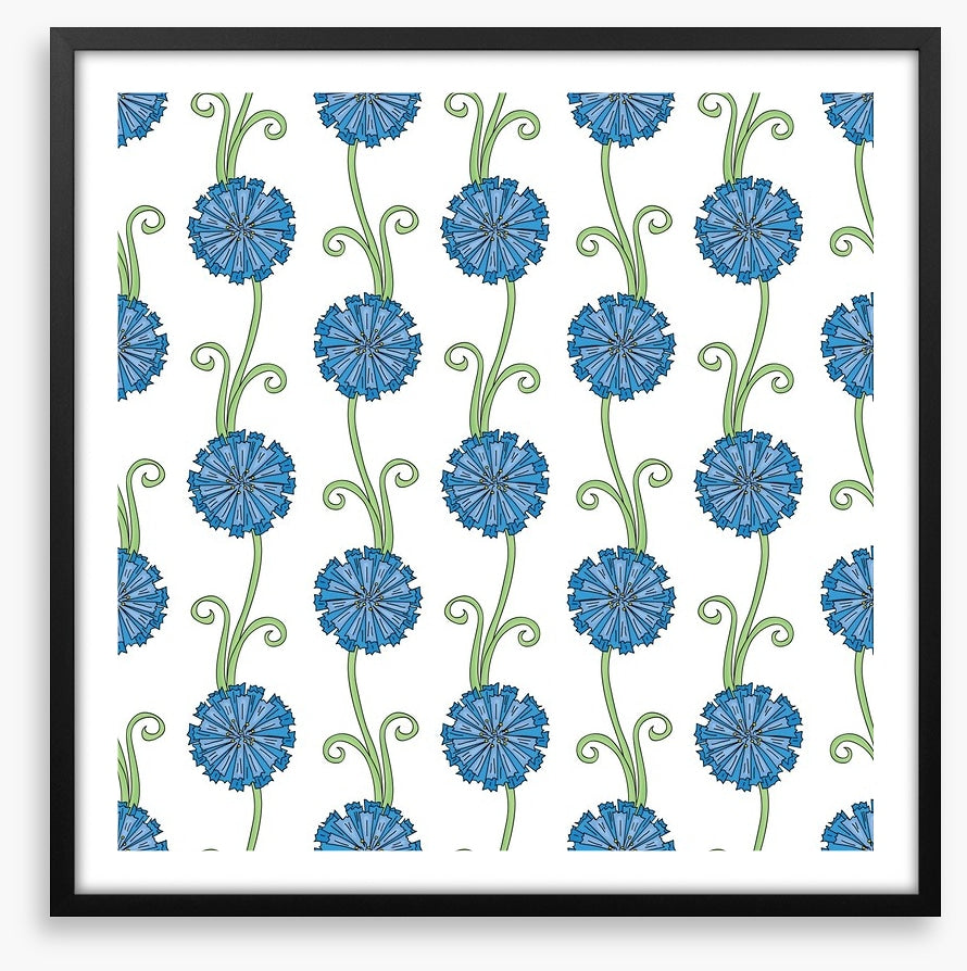 Blue flower stems