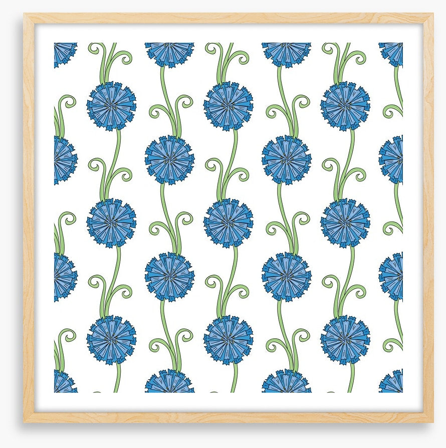 Blue flower stems
