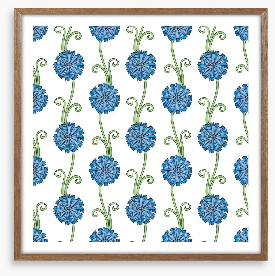 Blue flower stems