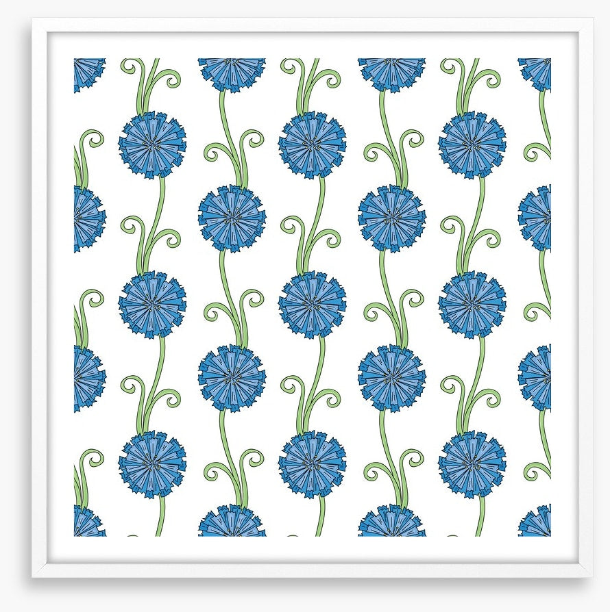 Blue flower stems