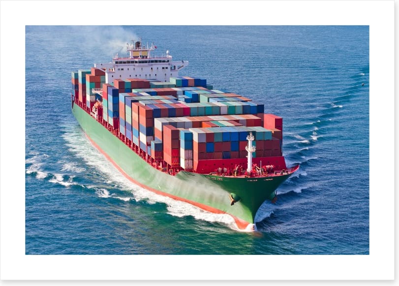 Cargo ship departs