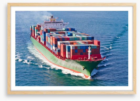 Cargo ship departs