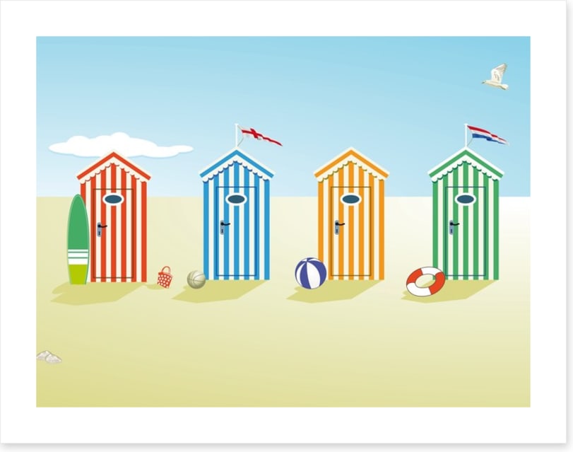 Colourful beach huts
