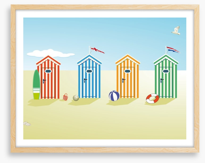 Colourful beach huts