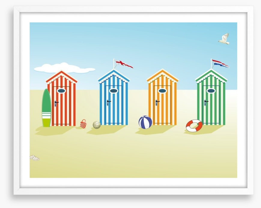 Colourful beach huts