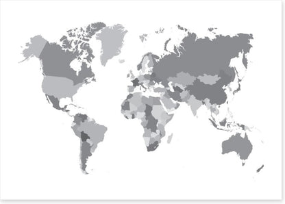 World map shades of grey