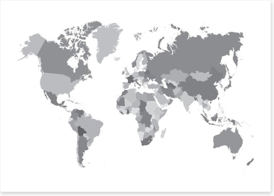 World map shades of grey