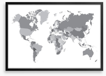 World map shades of grey