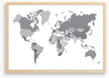 World map shades of grey