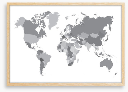 World map shades of grey