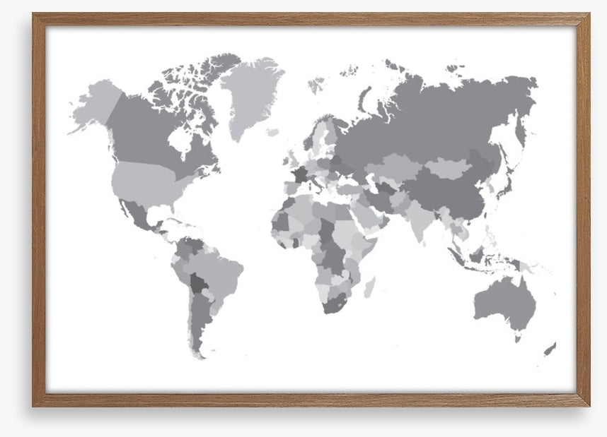 World map shades of grey
