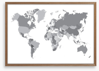 World map shades of grey
