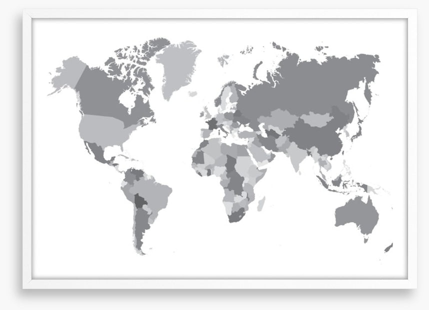 World map shades of grey