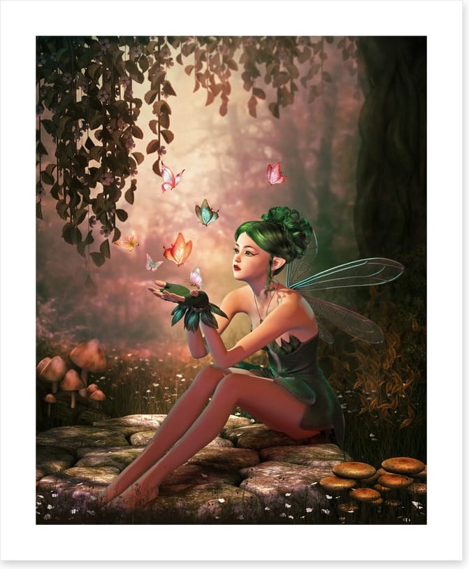 Forest nymph with butterflies
