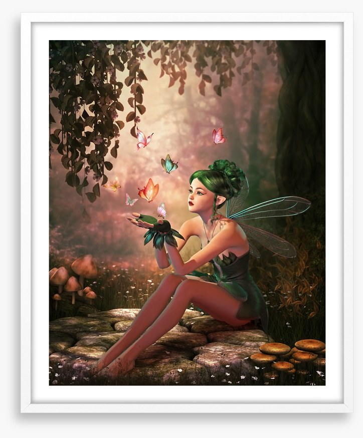 Forest nymph with butterflies