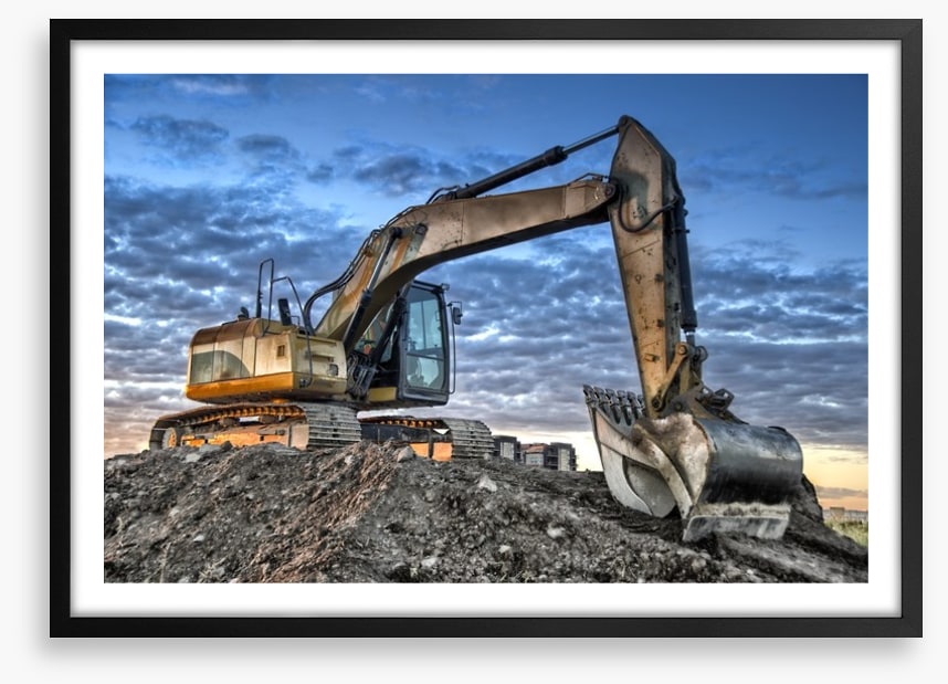 Excavator at dusk