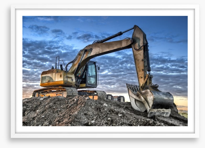 Excavator at dusk