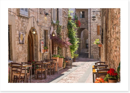 Cobbled street cafe, Italy