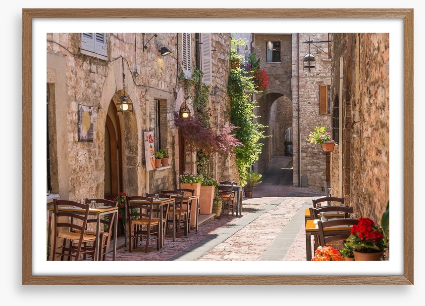 Cobbled street cafe, Italy