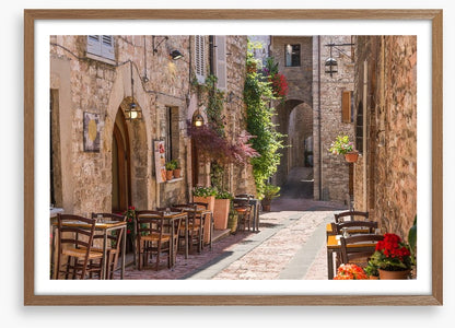 Cobbled street cafe, Italy