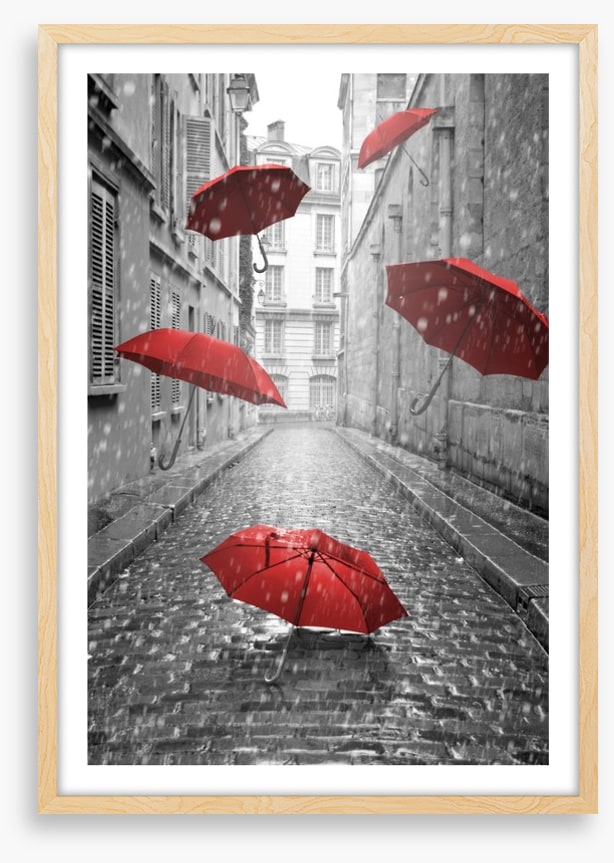 Red umbrellas