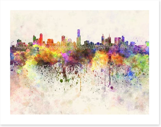 Melbourne skyline watercolour