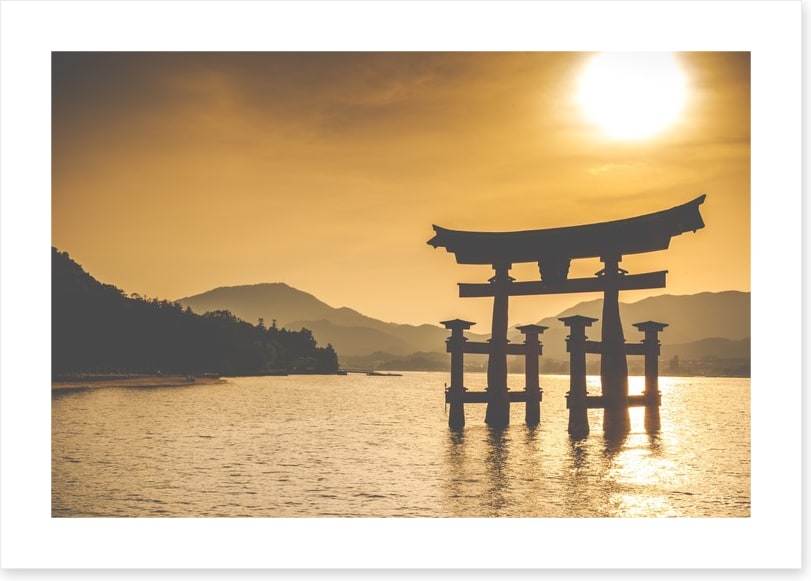 Shinto torii sunset