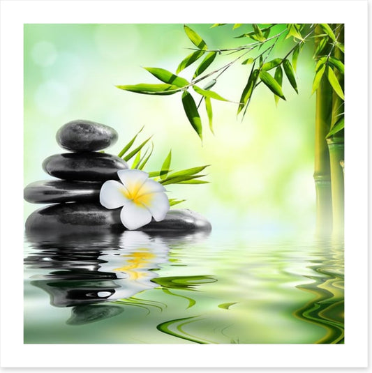 Frangipani and bamboo