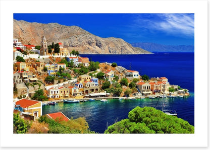 Blue waters of Symi island, Greece