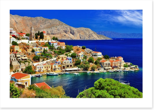 Blue waters of Symi island, Greece