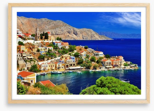 Blue waters of Symi island, Greece