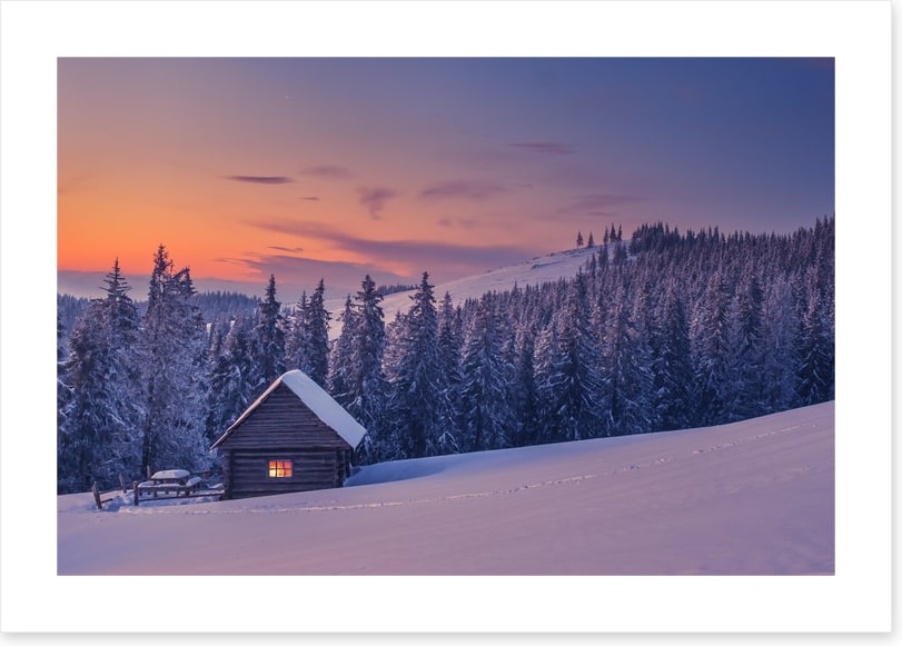 The cabin in the snow