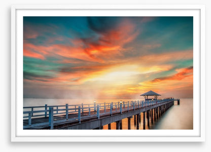 Dramatic pier sunset