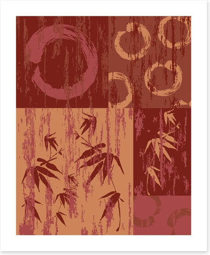 Zen circle and bamboo red