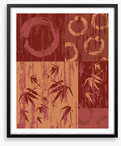 Zen circle and bamboo red