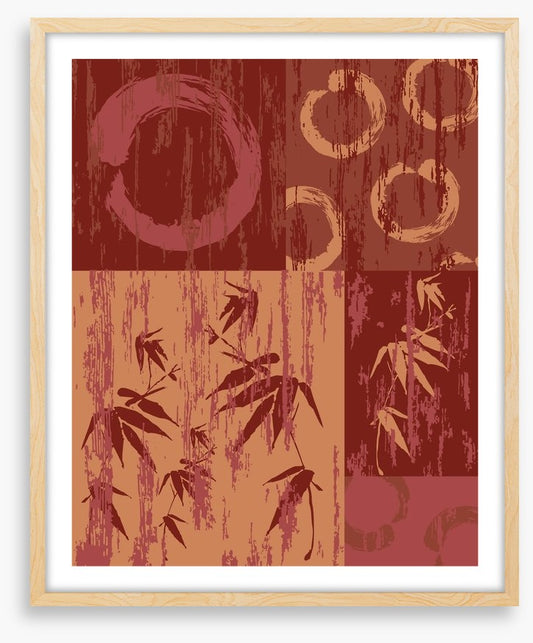 Zen circle and bamboo red