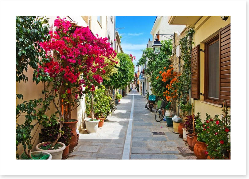 Narrow street in Rethymnon, Greece